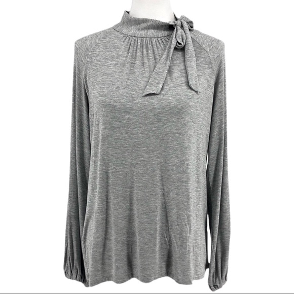 Lauren Ralph Lauren Tops - Lauren Ralph Lauren Grey Tie Neck Long Sleeve Tee